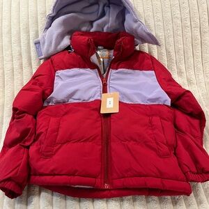 Operation Warm Cozy Red and Purple Puffer Jacket Girls Size 5/6 New with Tags